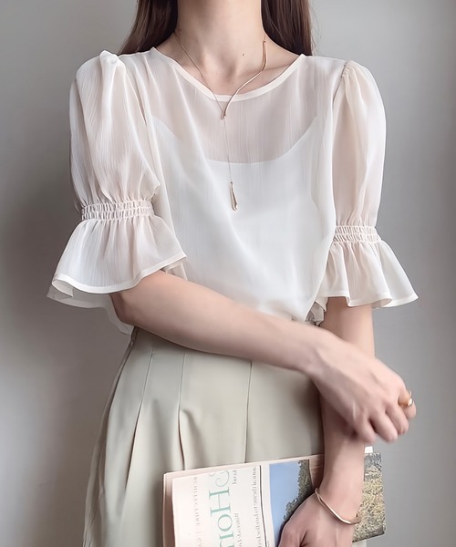 「FILLOU」 7分袖ブラウス MEDIUM アイボリー レディース_画像3