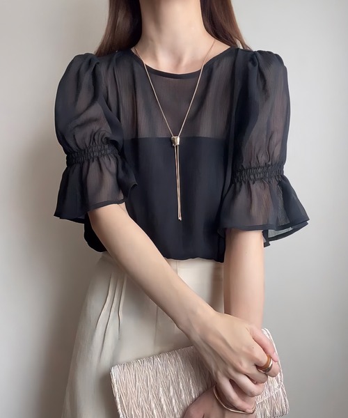 「FILLOU」 7分袖ブラウス MEDIUM アイボリー レディース_画像6