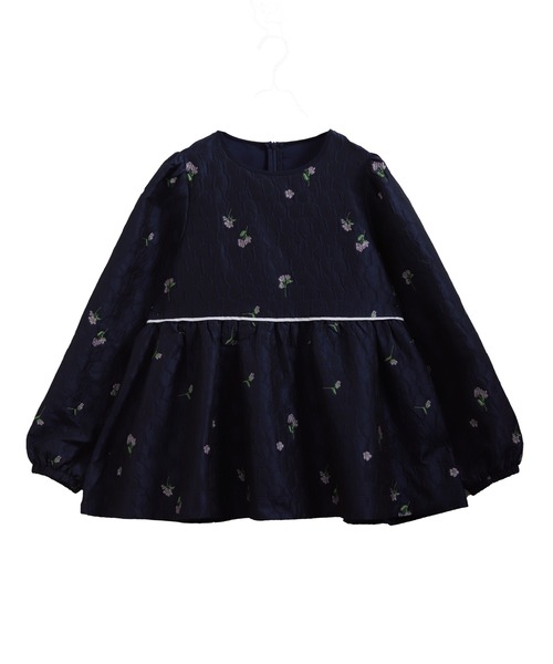 Fit more フラワージャガードペプラムトップス レディース