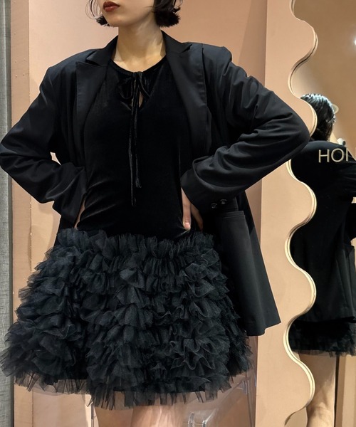 HONEY MI HONEY（ハニーミーハニー） ワンピース velour ribbon tulle