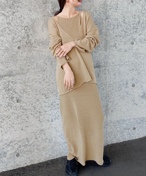 「select MOCA」 キャミソールワンピース MEDIUM ベージュ レディース_画像2