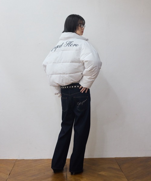 Smyeon ジーンズ デニム デニムパンツ Logo rhinestone denim/ロゴ