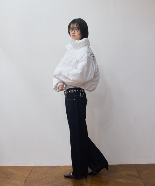 Smyeon ジーンズ デニム デニムパンツ Logo rhinestone denim/ロゴ