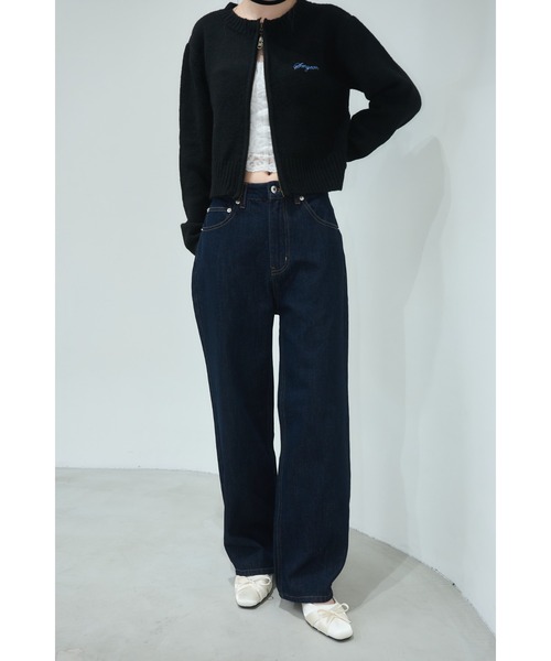 Smyeon ジーンズ デニム デニムパンツ Logo rhinestone denim/ロゴ