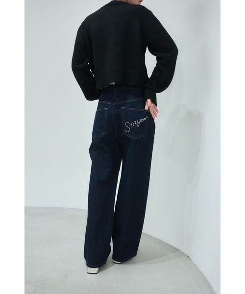 Smyeon ジーンズ デニム デニムパンツ Logo rhinestone denim/ロゴ