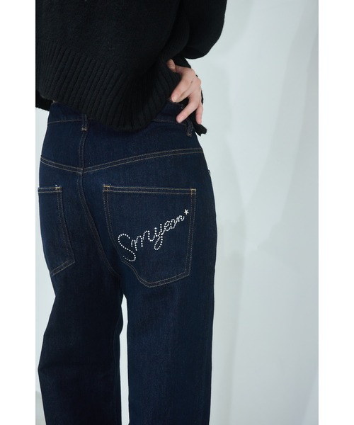 Smyeon ジーンズ デニム デニムパンツ Logo rhinestone denim/ロゴ