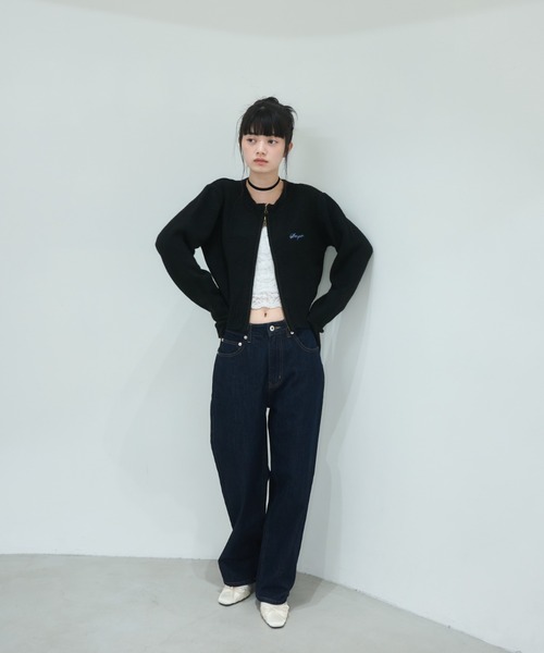 Smyeon ジーンズ デニム デニムパンツ Logo rhinestone denim/ロゴ