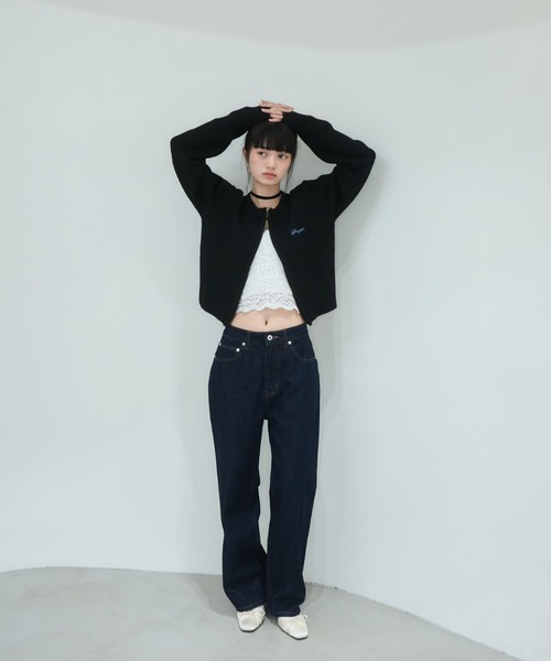 Smyeon ジーンズ デニム デニムパンツ Logo rhinestone denim/ロゴ