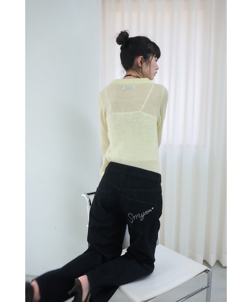 Smyeon ジーンズ デニム デニムパンツ Logo rhinestone denim/ロゴ