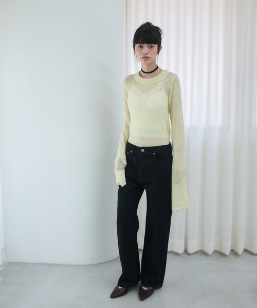 Smyeon ジーンズ デニム デニムパンツ Logo rhinestone denim/ロゴ