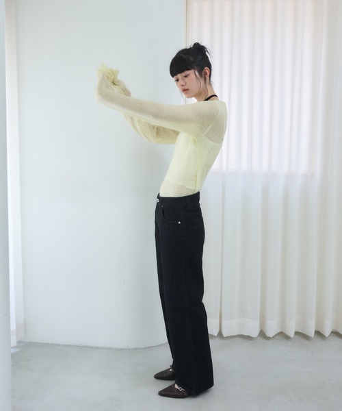 Smyeon ジーンズ デニム デニムパンツ Logo rhinestone denim/ロゴ
