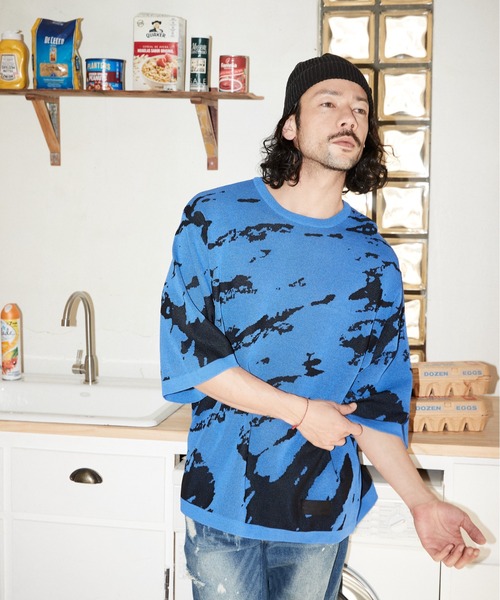 「ADAM PATEK」 半袖ニット 3 ブラック メンズ_画像7