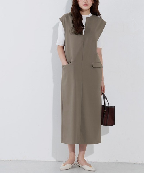 「Pierrot」 ノースリーブワンピース M ベージュ系その他 レディース_画像2