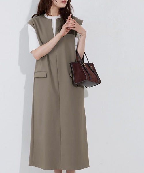 「Pierrot」 ノースリーブワンピース M ベージュ系その他 レディース_画像3