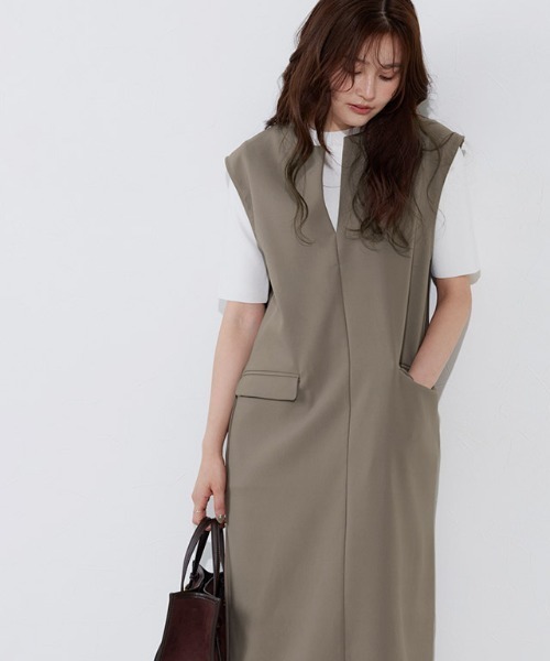 「Pierrot」 ノースリーブワンピース M ベージュ系その他 レディース_画像4