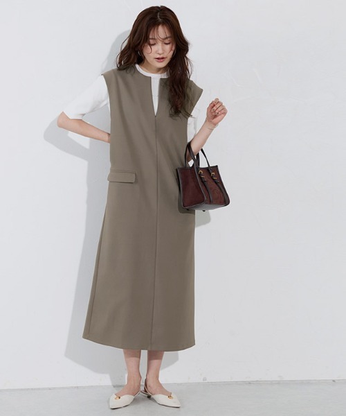 「Pierrot」 ノースリーブワンピース M ベージュ系その他 レディース_画像5