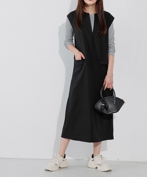 「Pierrot」 ノースリーブワンピース M ベージュ系その他 レディース_画像7