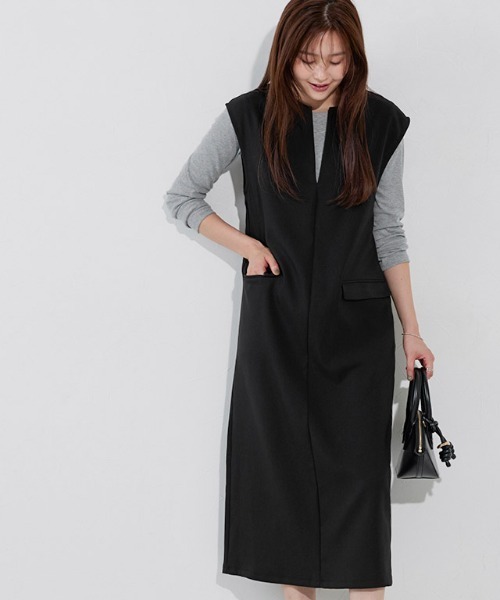 「Pierrot」 ノースリーブワンピース M ベージュ系その他 レディース_画像8