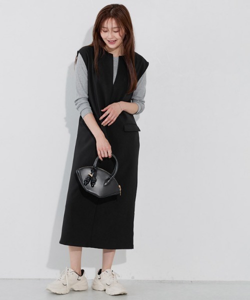 「Pierrot」 ノースリーブワンピース M ベージュ系その他 レディース_画像9