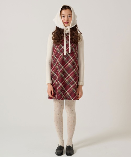 【月末セール中❣️】TINA：JOJUN ノースリーブチェックミニワンピース TINA：JOJUN（ティーナジョジュン） ワンピース バイアスチェック柄