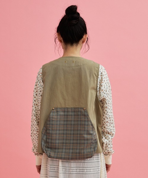 「eLur」 ベスト FREE カーキ レディース_画像4