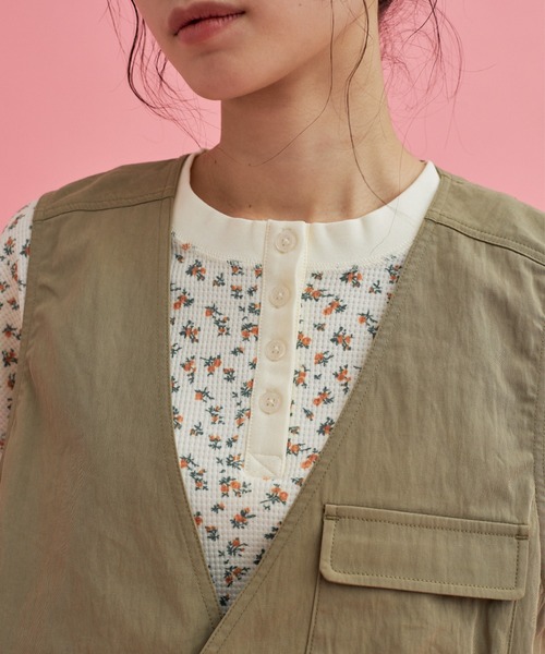 「eLur」 ベスト FREE カーキ レディース_画像6