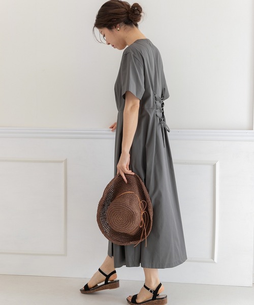 「PREFERIR」 半袖ワンピース LARGE チャコールグレー レディース_画像7