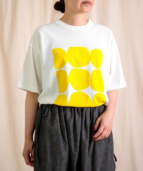prit（プリット） tシャツ 半袖 空紡度詰天竺 フレームドットプリントT