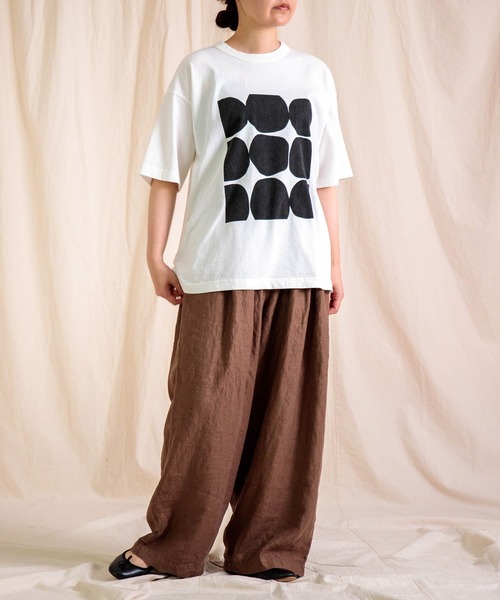 prit（プリット） tシャツ 半袖 空紡度詰天竺 フレームドットプリントT
