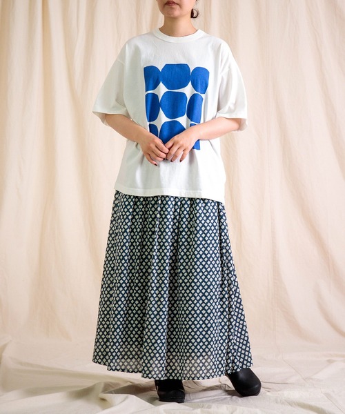 prit（プリット） tシャツ 半袖 空紡度詰天竺 フレームドットプリントT