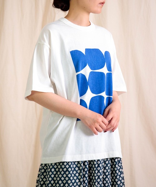 prit（プリット） tシャツ 半袖 空紡度詰天竺 フレームドットプリントT