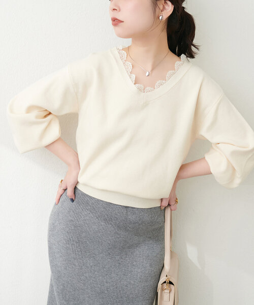 「natural couture」 長袖ニット FREE チャコールグレー レディース_画像2