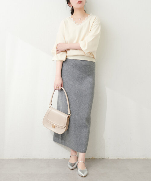 「natural couture」 長袖ニット FREE チャコールグレー レディース_画像3