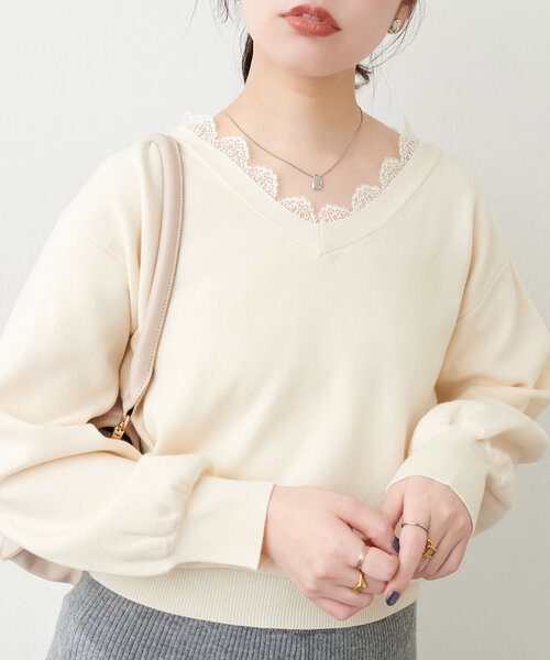 「natural couture」 長袖ニット FREE チャコールグレー レディース_画像5