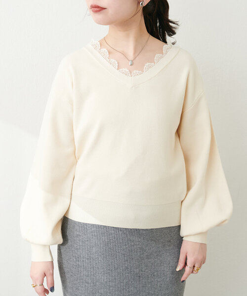 「natural couture」 長袖ニット FREE チャコールグレー レディース_画像6