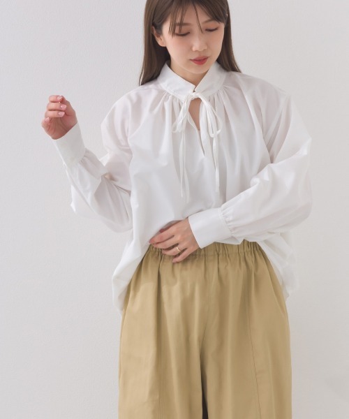 「OMNES」 7分袖シャツ FREE ライトブルー レディース_画像7