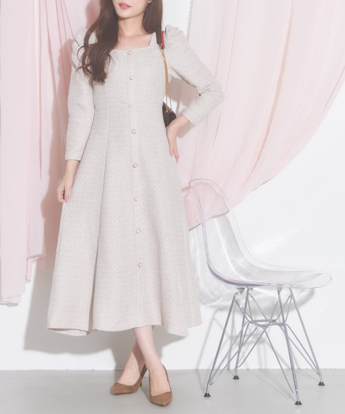 「tocco closet」 7分袖ワンピース M ベージュ レディース_画像2