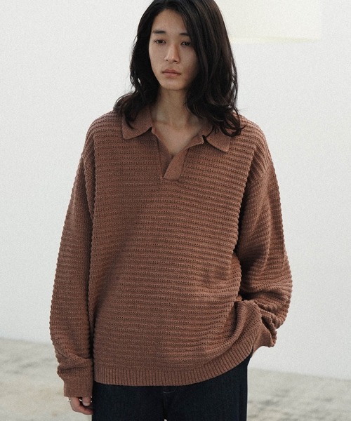 「WYM LIDNM」 長袖ニット L ライトグレー メンズ_画像9