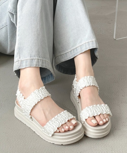 Shoes in Closet（シュークロ） サンダル 軽量 厚底 ストレッチ フリル