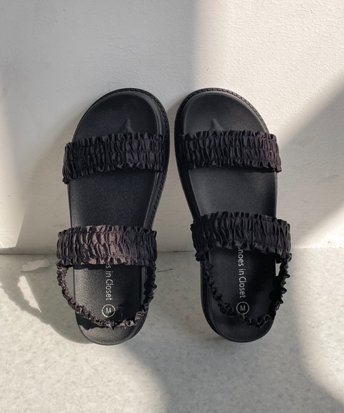 Shoes in Closet（シュークロ） サンダル 軽量 厚底 ストレッチ フリル