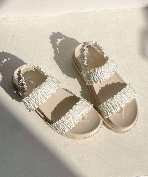Shoes in Closet（シュークロ） サンダル 軽量 厚底 ストレッチ フリル