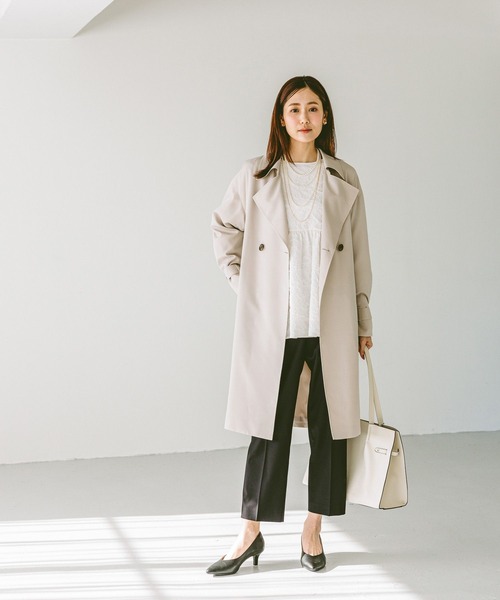 「GLOBAL WORK」 トレンチコート SMALL グレイッシュベージュ レディース_画像5