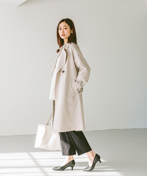 「GLOBAL WORK」 トレンチコート SMALL グレイッシュベージュ レディース_画像6