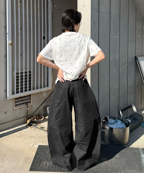 ワイドパンツ ジーンズ カーブボタンフライデニム メンズ レディース