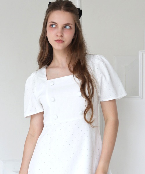 「TITTY&CO.」 半袖ワンピース MEDIUM グレー レディース_画像4