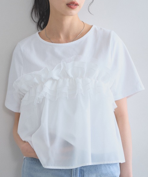 &. NOSTALGIA（ノスタルジア） tシャツ 半袖 ドットフリルレイヤードT