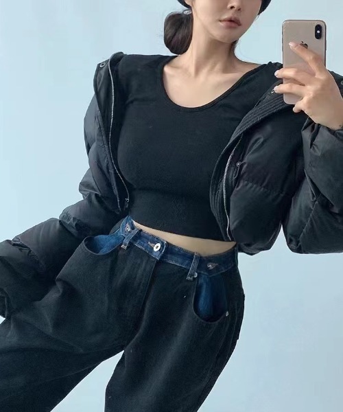 「aimoha」 デニムパンツ LARGE ダークグレー レディース_画像5