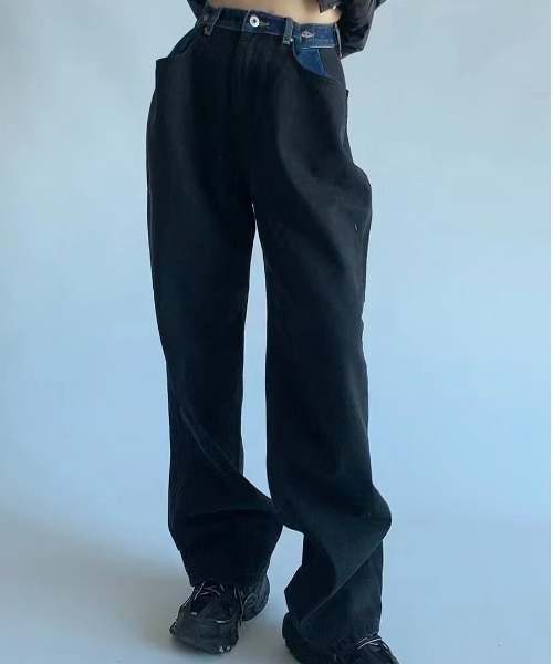 「aimoha」 デニムパンツ LARGE ダークグレー レディース_画像6