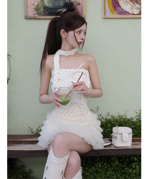 Darich（ダーリッチ） ドットタイリボンベアトップ レディース