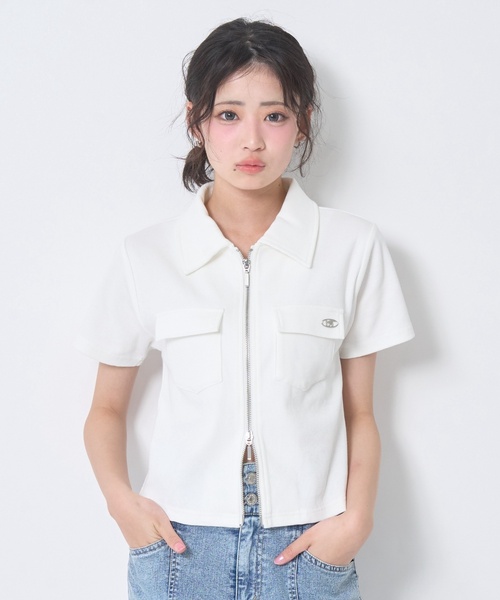 MM6 メゾンマルジェラ 半袖 リボン ブラウス シャツ MM6 ブラウス シャツ 入学式 Maison Margiela(エムエムシックス メゾン
